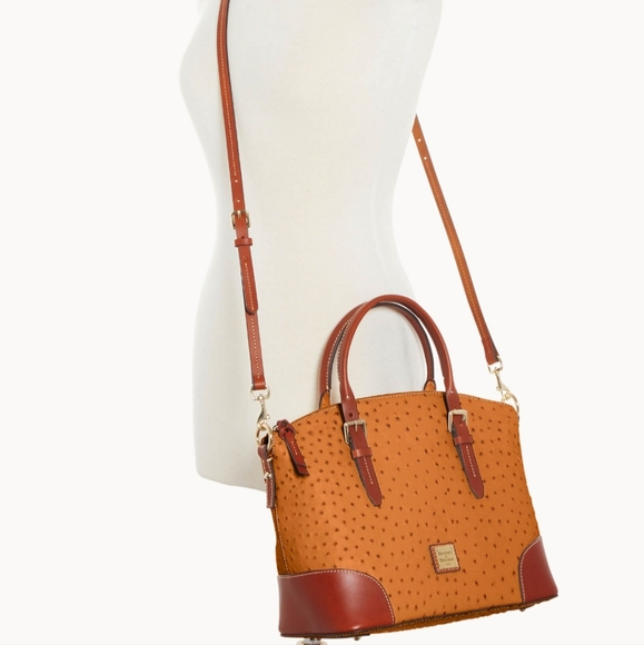 Dooney & Bourke Ostrich Domed satchel/ Tan - Picture 4 of 11